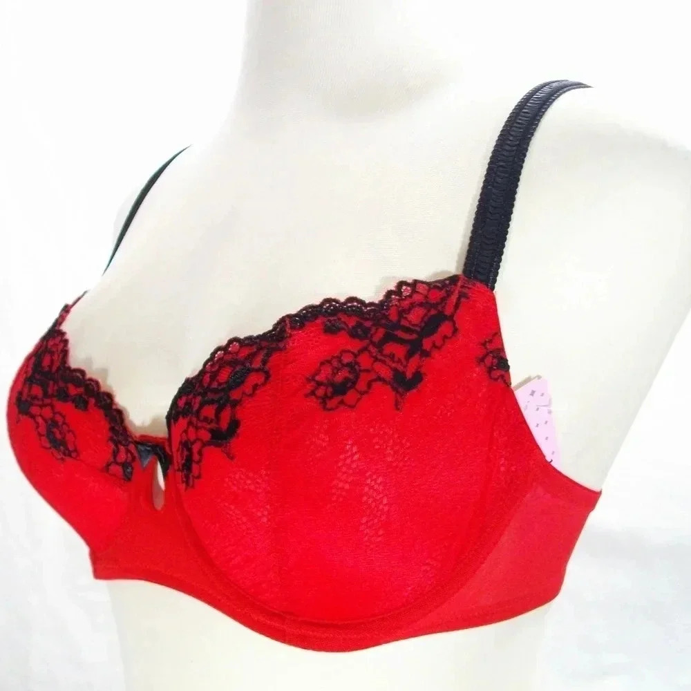 34C Jezebel 10039 Demeure Unlined Balconet UW Bra Red NWT - Picture 11 of 11